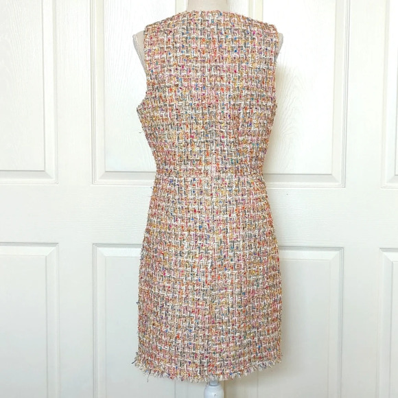 Alexia Admor Textured Multicolor Metallic Tweed Fringe Hem Sheath Dress - Picture 6 of 8
